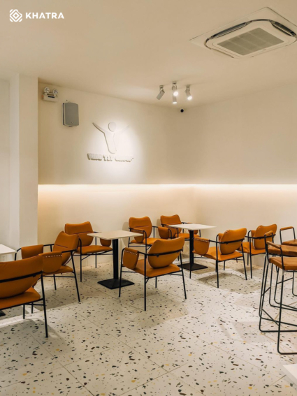 Hình thực tế gạch Terrazzo D6632 lát nền quán cafe (2)