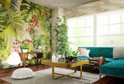 Gạch khổ lớn mô phỏng vườn treo thẳng đứng