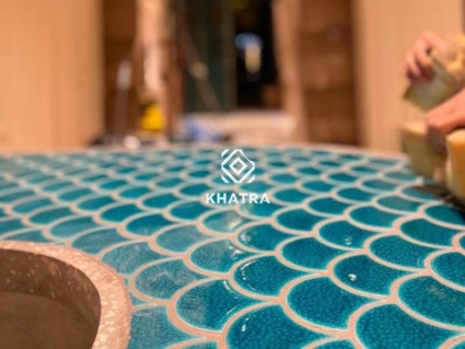 Gạch vảy cá men rạn Aqua Blue