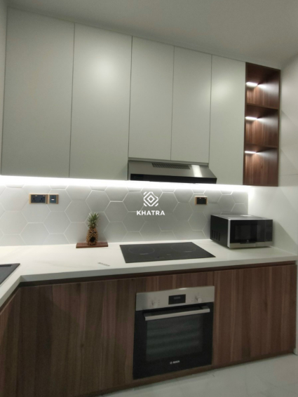 Gạch lục giác trắng ốp bếp