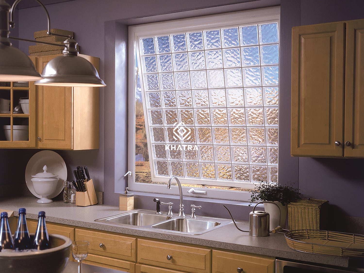 Gạch kính làm cửa sổ nhà bếp