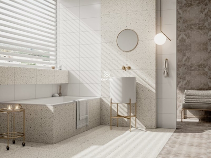 Phối gạch FN6029 với terrazzo K05 và W366