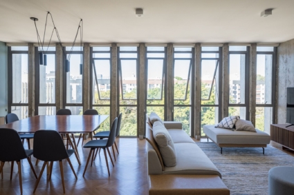 Thiết kế phần tường ngăn độc đáo của căn hộ chung cư 2PN