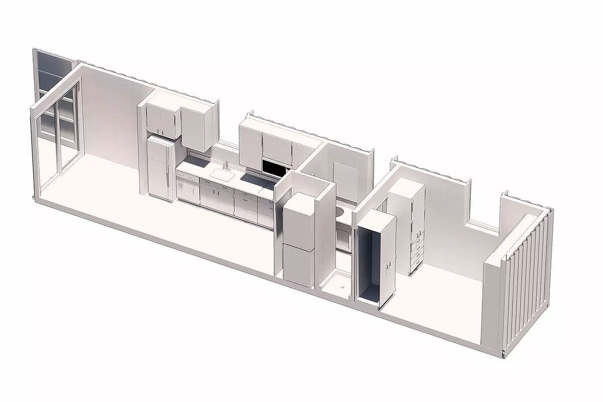 Bản vẽ thiết kế nhà một phòng ngủ container