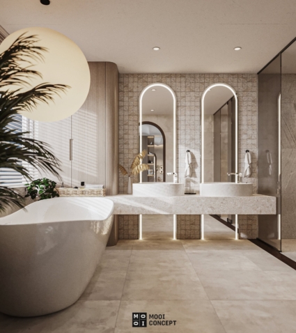 Gạch Mosaic giả đá ốp tường phòng tắm