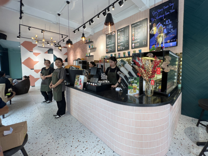 Gạch thẻ Stripe phối Terrazzo