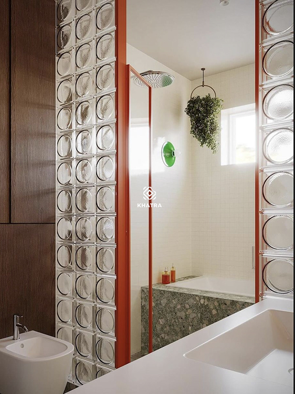 Gạch kính ốp tường vách ngăn nhà tắm