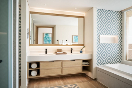 Gạch bông xanh Prj-D035 ốp tường WC dự án Maia Quy Nhơn