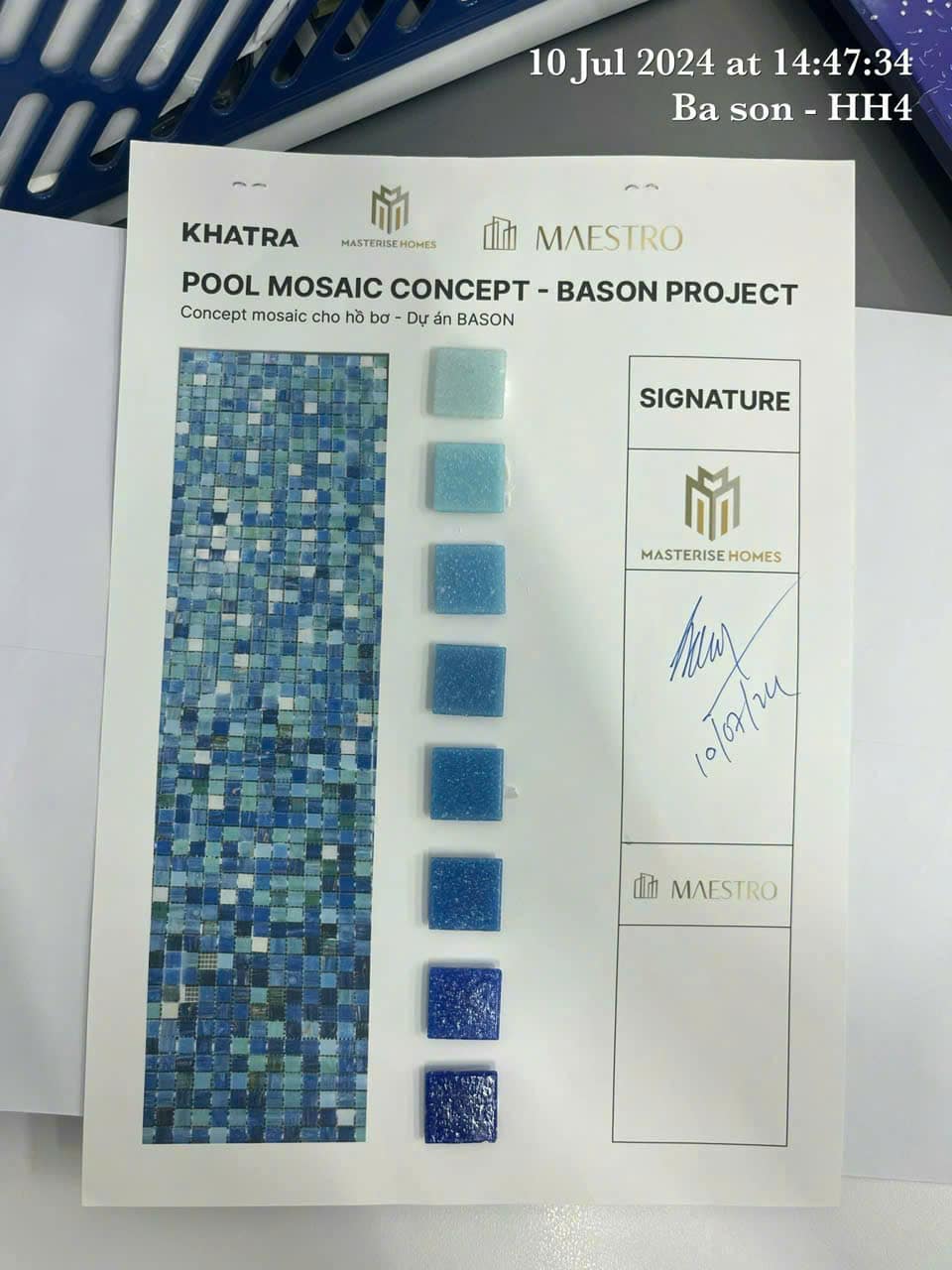 Chủ đầu tư Masterise ký duyệt mẫu gạch Mosaic KHATRA
