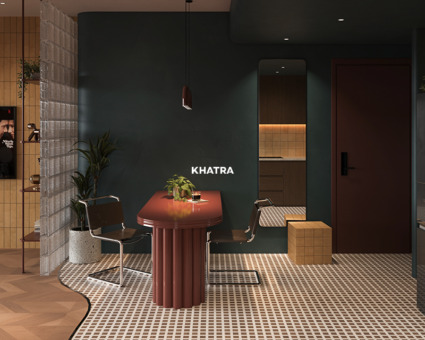 Gạch bông Terrazzo lát nền phối gạch thẻ ốp tường