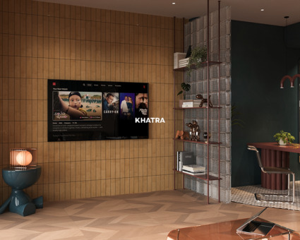 Thiết kế vách TV sử dụng gạch thẻ ốp tường