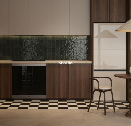 Gạch thẻ vuông green ốp bếp