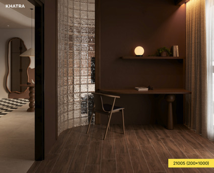 Gạch gỗ 21005 lát nền phòng làm việc phong cách Japandi