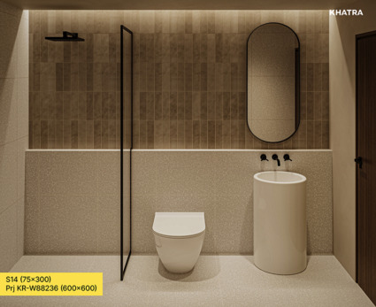 Gạch Terrazzo W88236 phối gạch thẻ S14 ốp lát nhà tắm