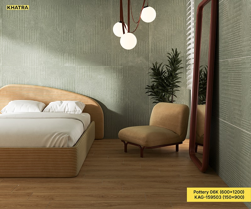 Gạch gỗ KAG-159503 phối Pottery 06K ốp lát