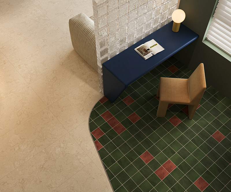 Phối gạch lát nền phòng làm việc phong cách Bauhaus