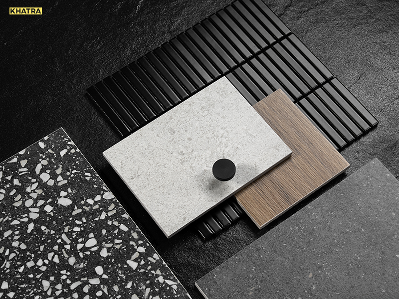 Flatlay phối gạch phong cách Industrial Modern