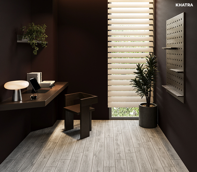 Gạch gỗ xám W96003 lát nền phòng làm việc