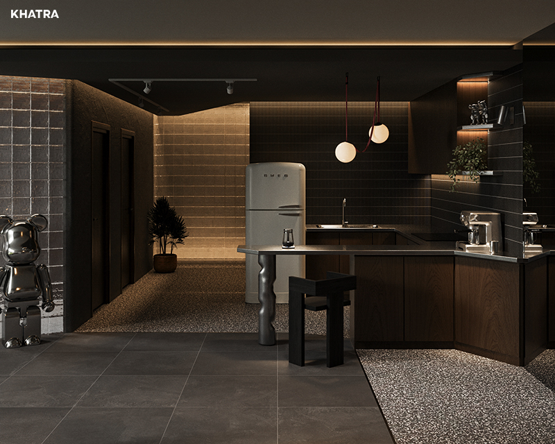 Thiết kế bếp căn hộ Modern Industrial