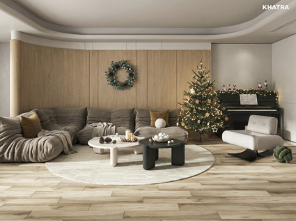 Phòng khách sử dụng gạch gỗ KAG-159A83 lát nền Phòng khách sử dụng gạch gỗ KAG-159A83 lát nền