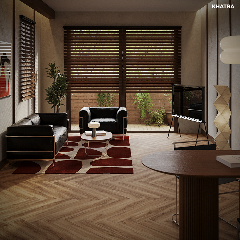 Gạch gỗ nâu KAG-15918 lát nền nhà phố Retro