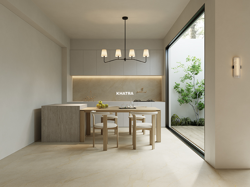 Gạch Sicilia Beige ốp lát bếp biệt thự