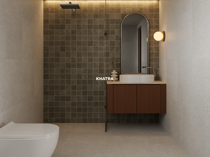 Gạch mosaic INL-979732 phối Terrazzo ốp lát phòng tắm